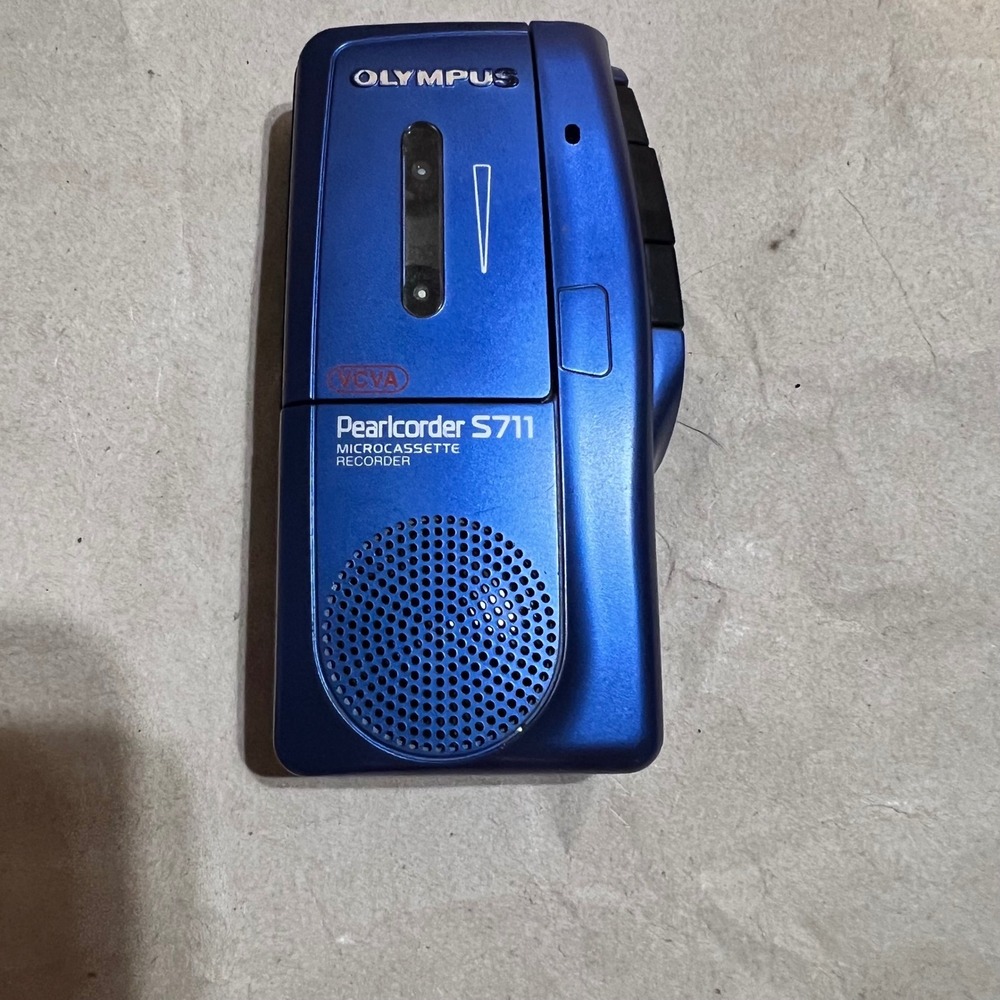 Olympus Pearlcorder S711 Microcassette Recorder Blue Handheld VCVA Dictaphone